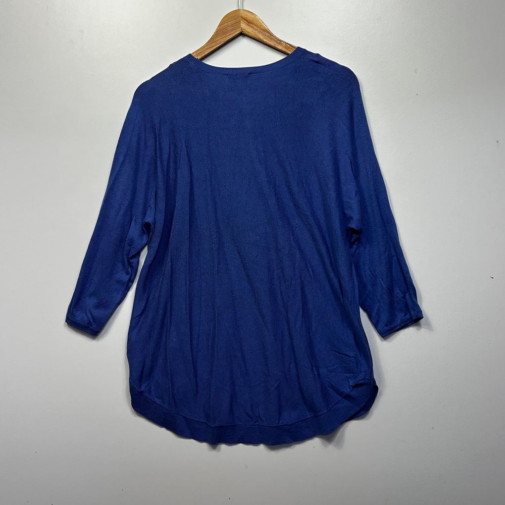 Sussan Blue Cotton Knit Top Jumper - Size L