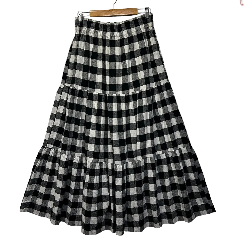 Mister Zimi Black White Gingham Cotton Skirt - Size 14