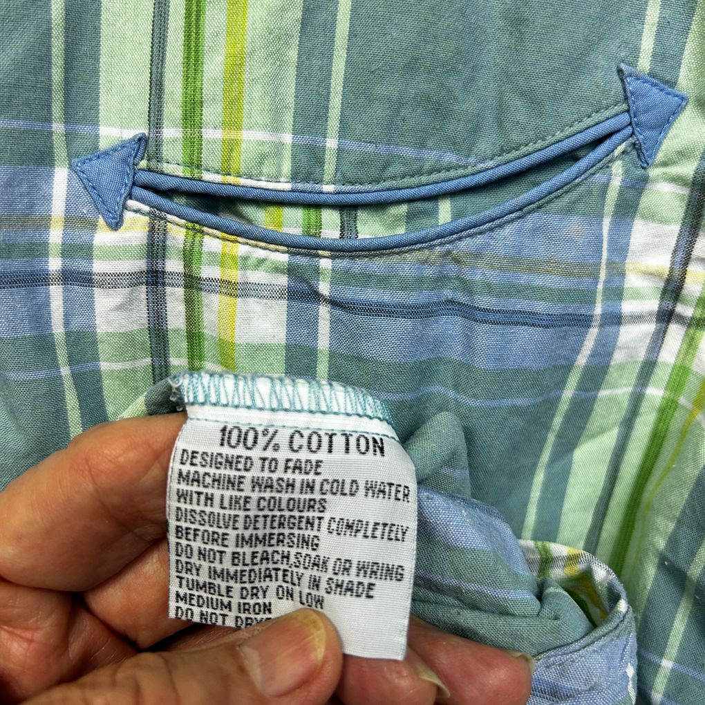 Wrangler Green Check Pearl Snap Western Cotton Shirt - Size 16