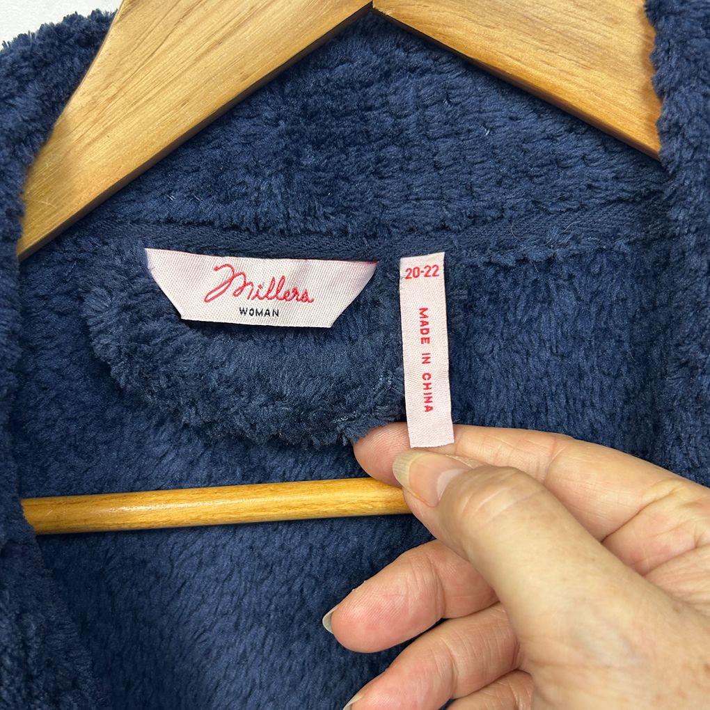 Millers Navy Plus Size Dressing Gown Robe - Size 20-22