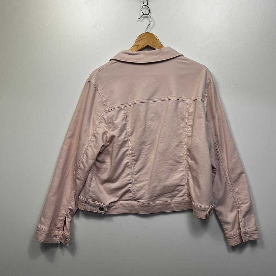 Rockmans Pink Plus Size Cotton Denim Jacket - Size 18