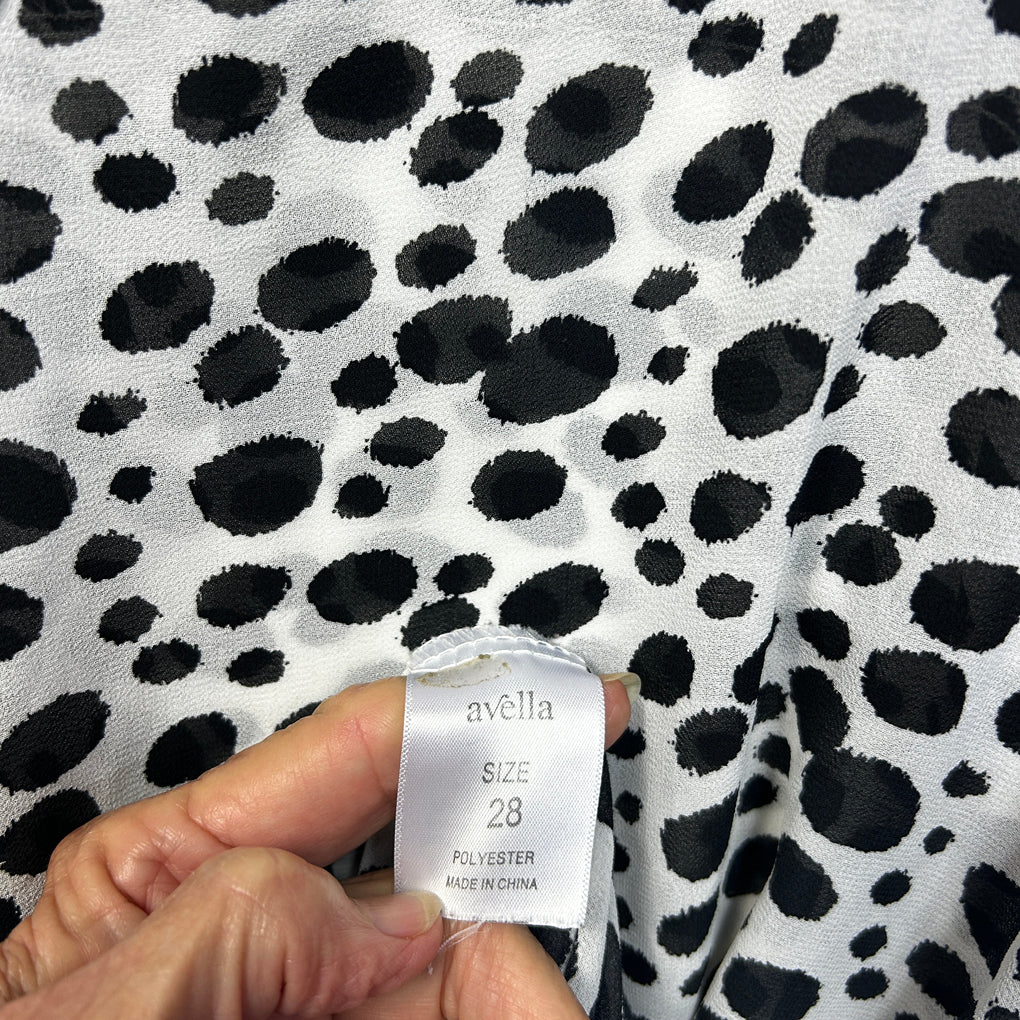 Avella Black Spot Print Top - Size 28
