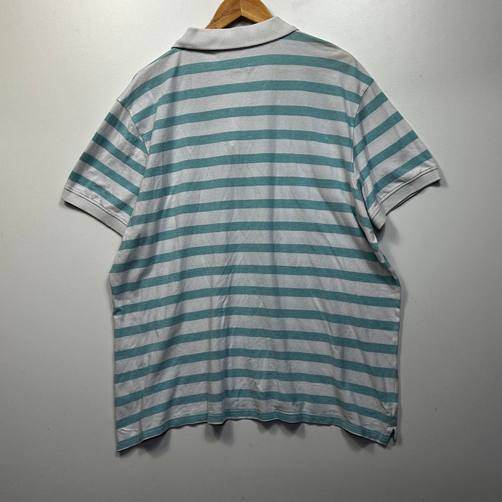Joe & Co Teal White Striped Cotton Polo - Size 7XL