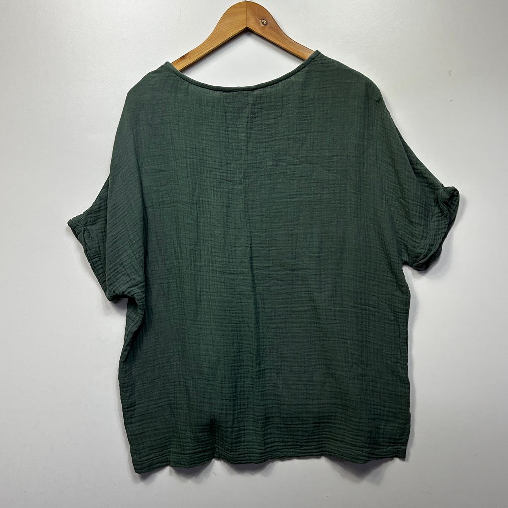 Target Green Cotton Short Sleeve Top - Size 16