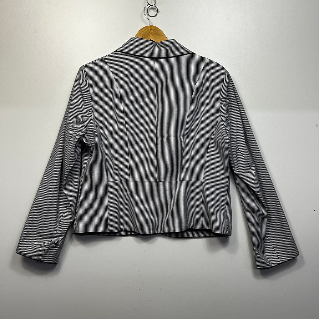 Rivette & Blair Grey Striped Cotton Blazer - Size 18