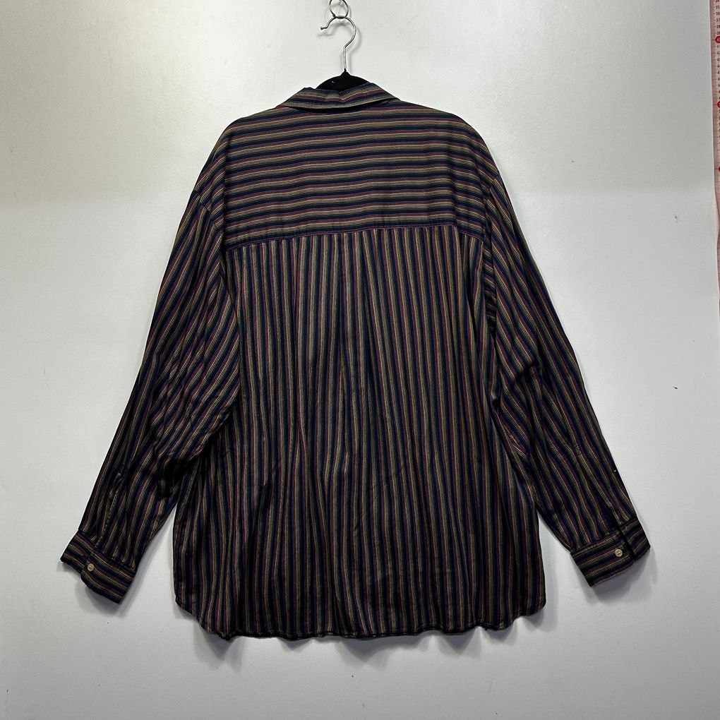 Vintage Chaps Navy Striped Long Sleeve Mens Shirt - Size 2XL