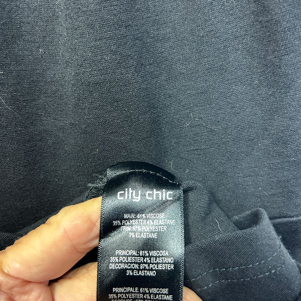 City Chic Black Embroidered Sleeveless Top - Size 16