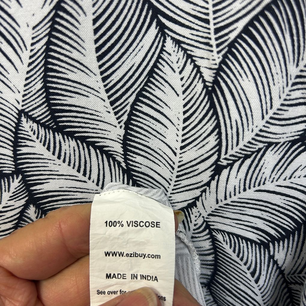Capture Navy Leaf Print Top - Size 16