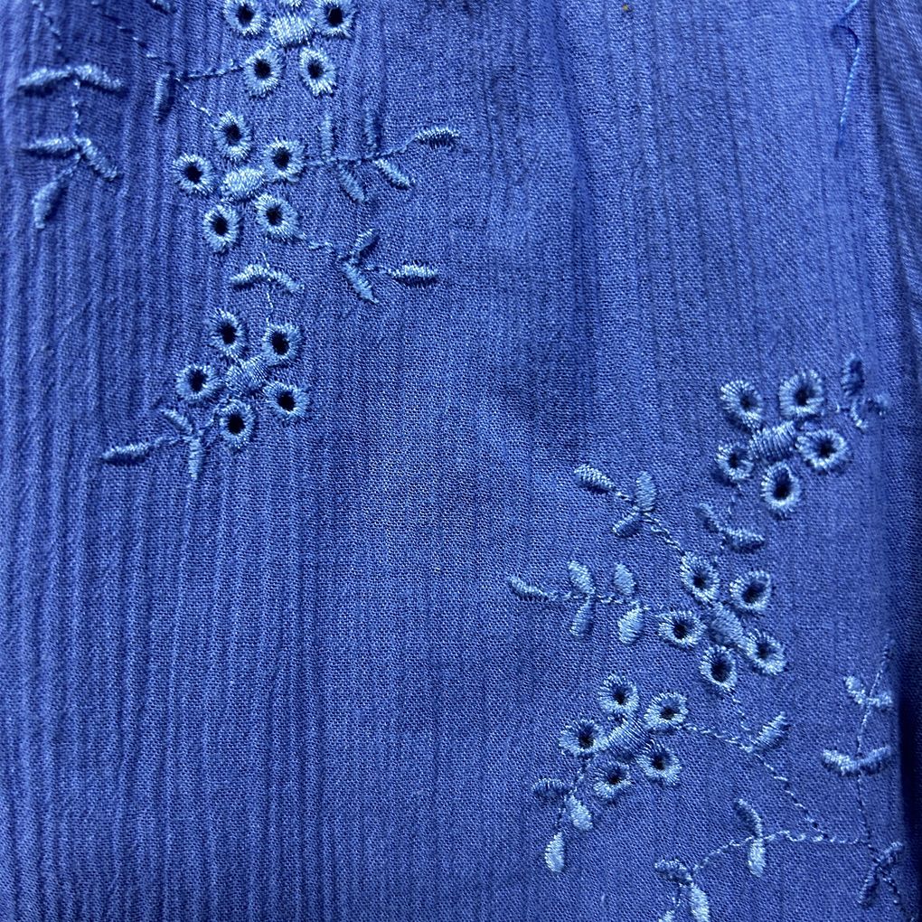 Suzanne Grae Blue Embroidered Cotton Shirt - Size 18
