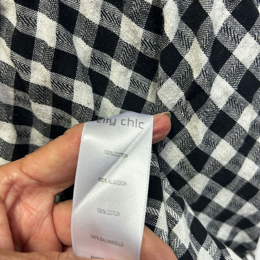 City Chic Black White Gingham Cotton Dress - Size 20/L
