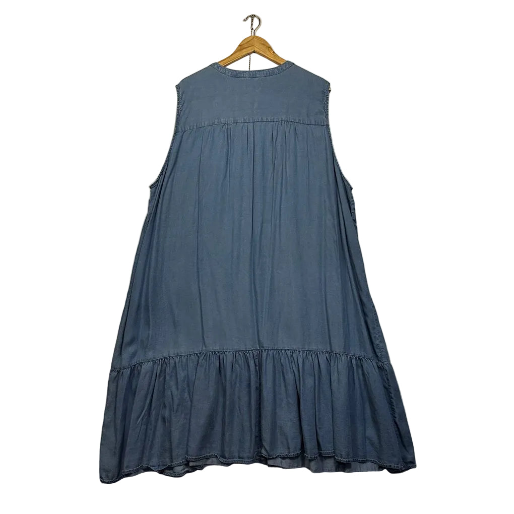 Autograph Blue Chambray Plus Size Sleeveless Dress - Size 26