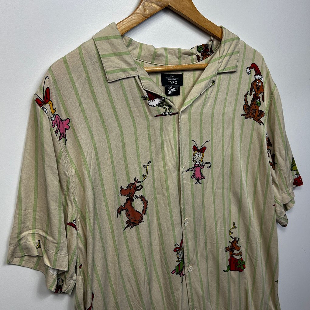 The Grinch Typo Beige Christmas Shirt - Size L/XL