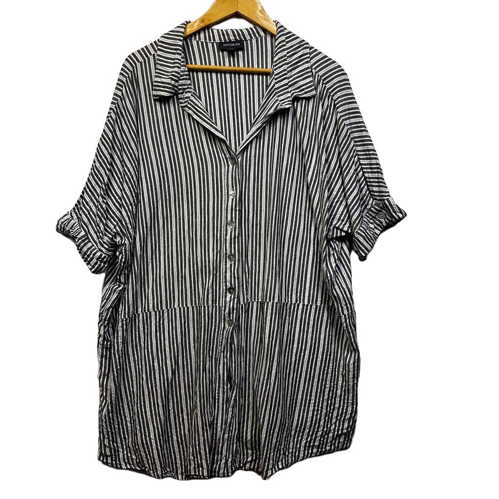 Autograph Striped Button Up Shirt - Size 18