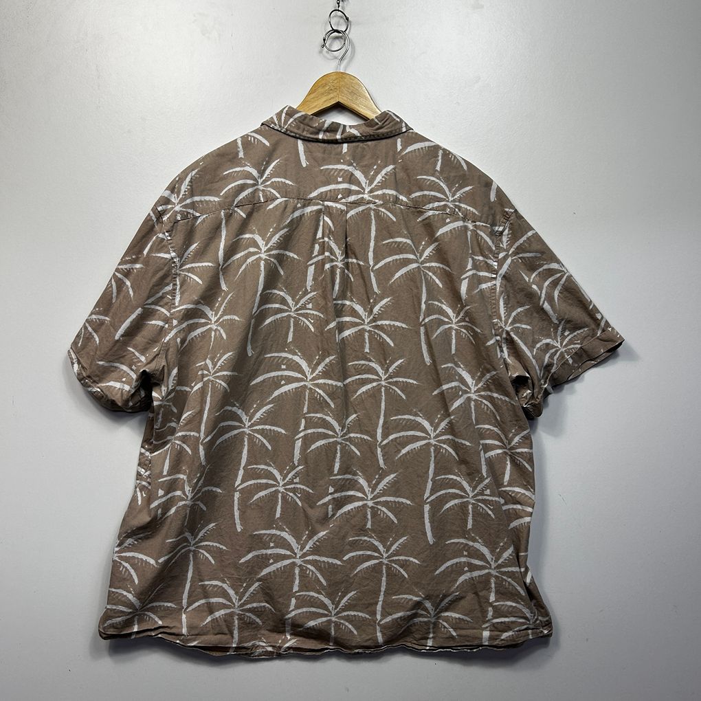 Mr Big Beige Short Sleeve Palm Floral Cotton Shirt - Size 5XL