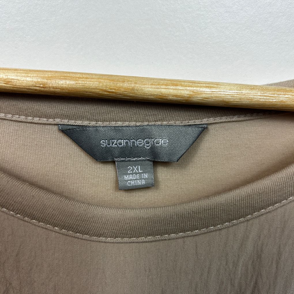Suzanne Grae Taupe Plus Size Top - Size 2XL