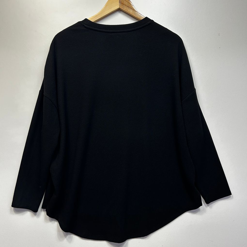 Target Curve Ribbed  Black Long Sleeve Top - Size 16