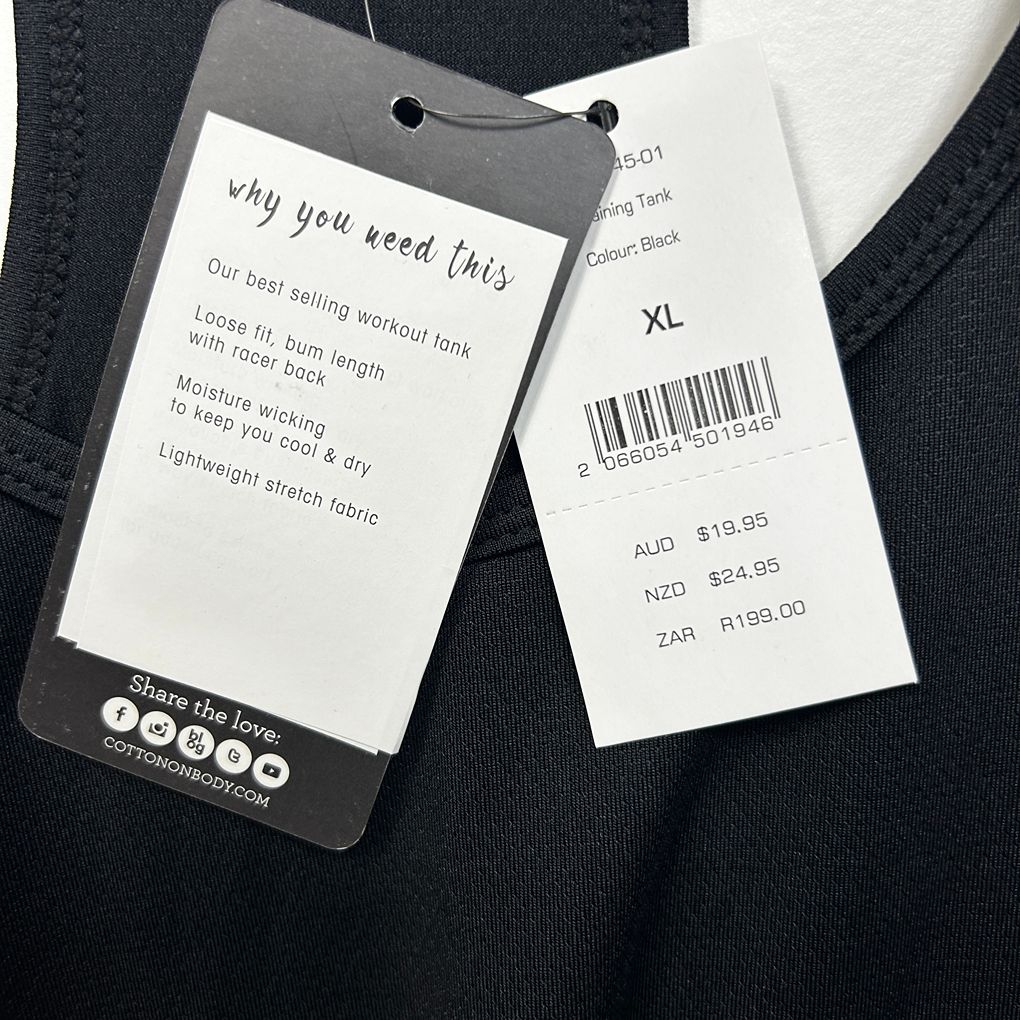 Cotton On Body Black Tank - Size XL