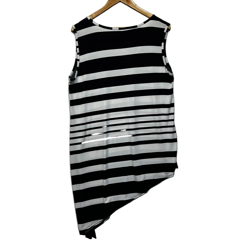 Taking Shape Black and White Striped Sleeveless Top - Size 18/M