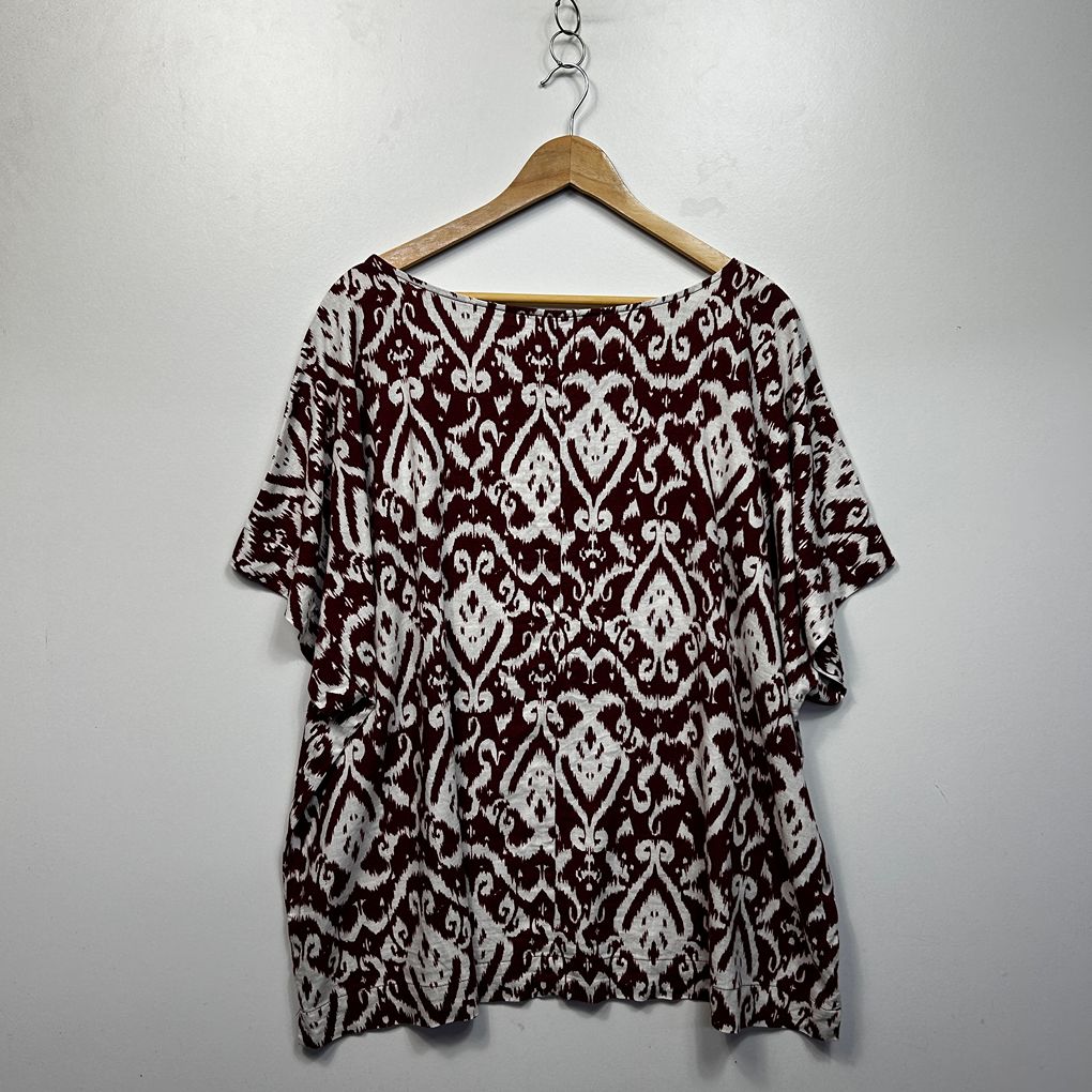 Suzanne Grae Burgundy Plus Size Linen Top - Size 22
