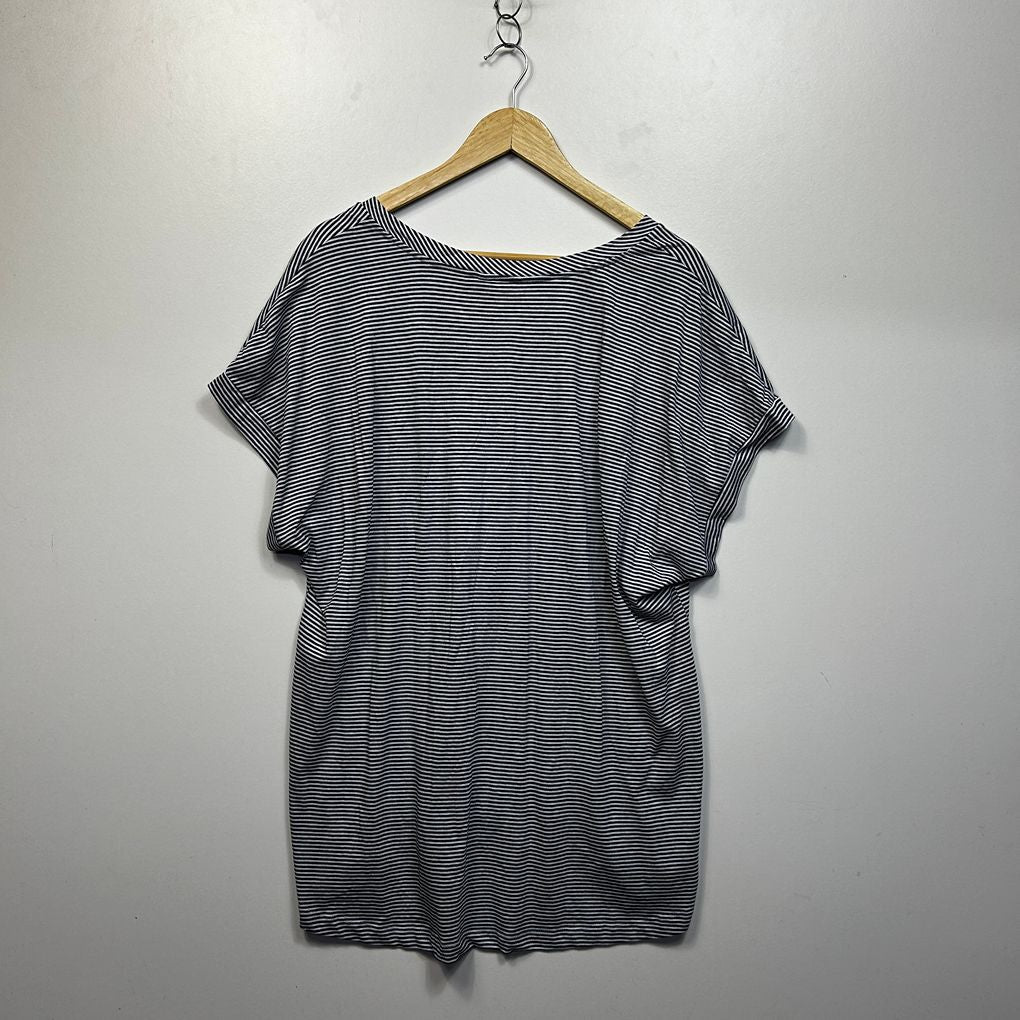 Millers Navy Plus Size Striped Cotton Top - Size 20