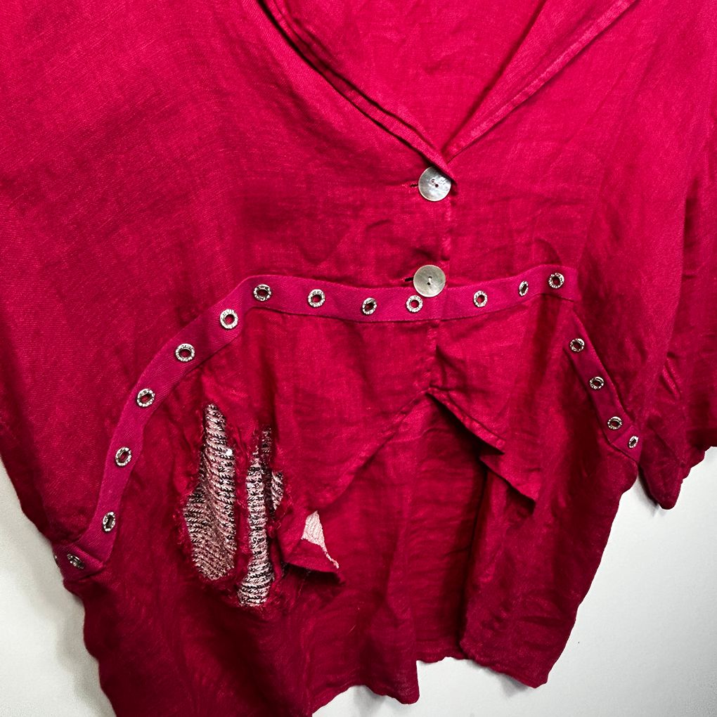 Donna Donna Italian Pink Linen Top - One Size 12/14/16