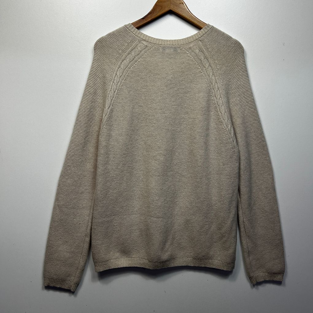 Tabitha Webb Beige Lambswool Cable Knit Cardigan - Size XL