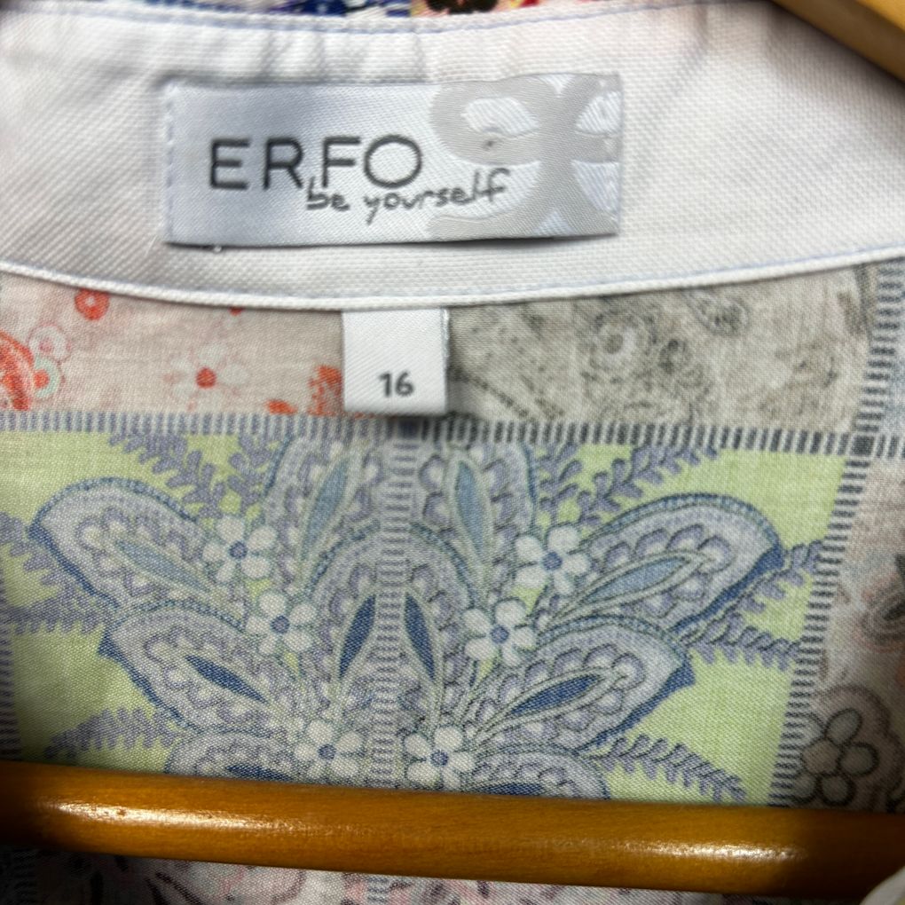 Erfo Multicoloured Paisley Cotton Shirt - Size 16