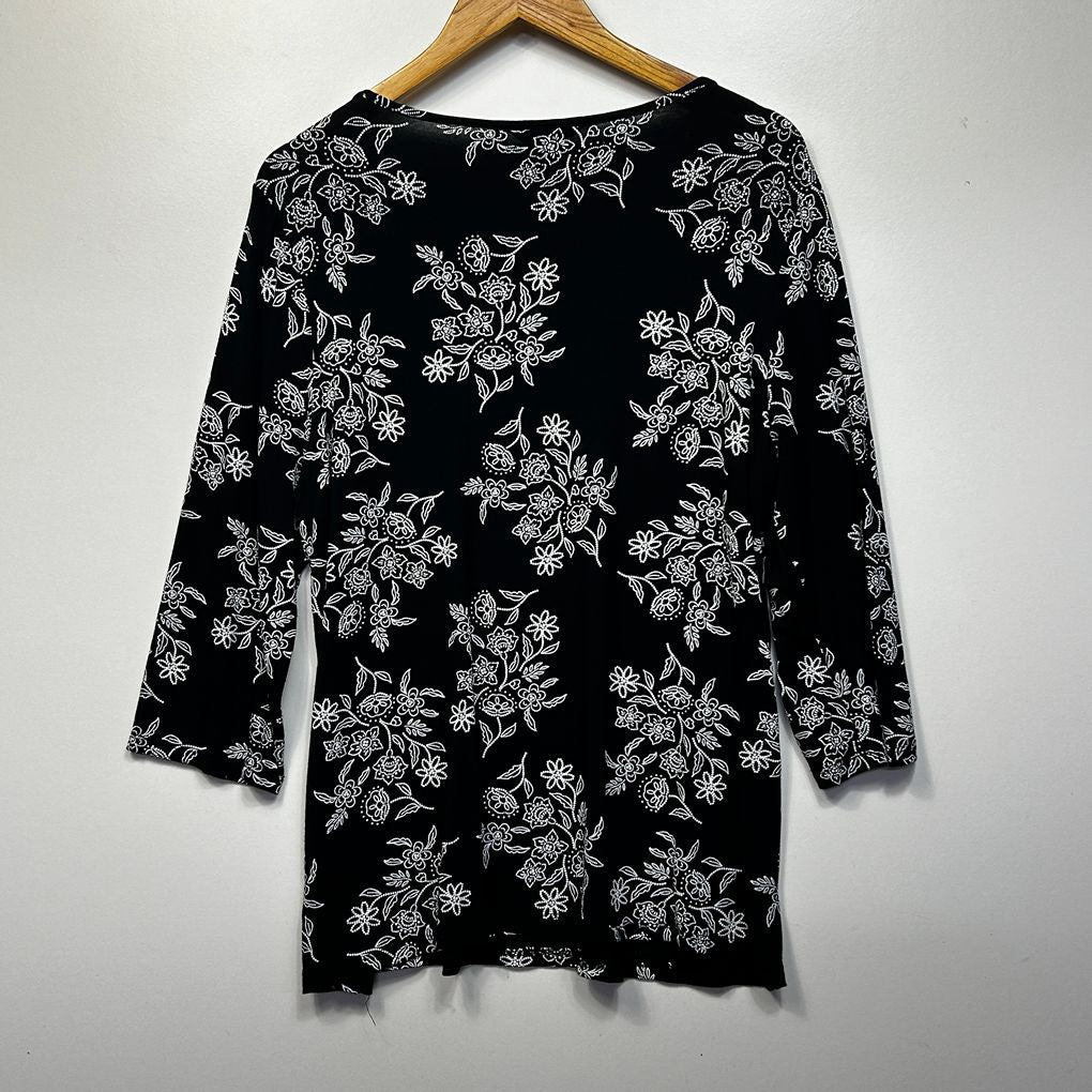 Millers Black Floral Top - Size 16