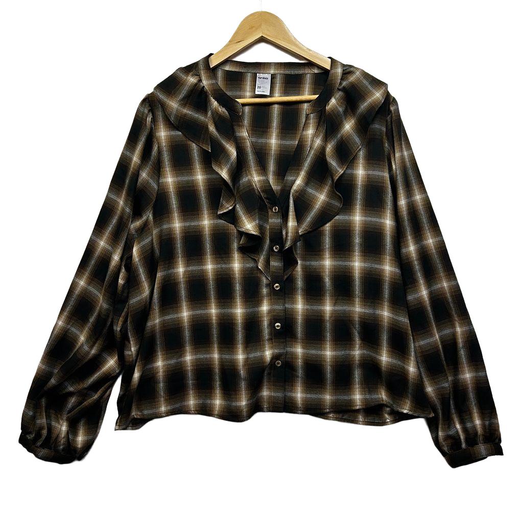 Anko Brown Check Shirt - Size 20
