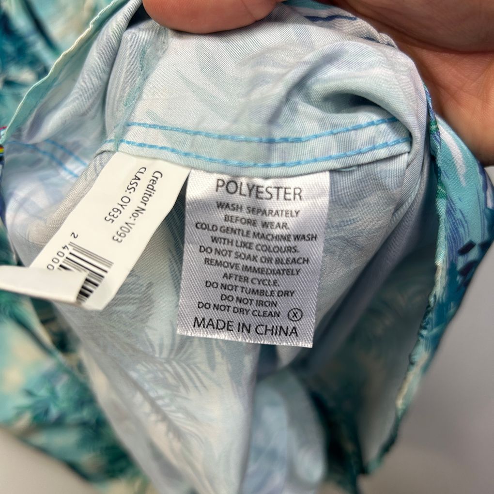 DBK Originals Blue Tropical Print Short Sleeve Mens Shirt - 3XL