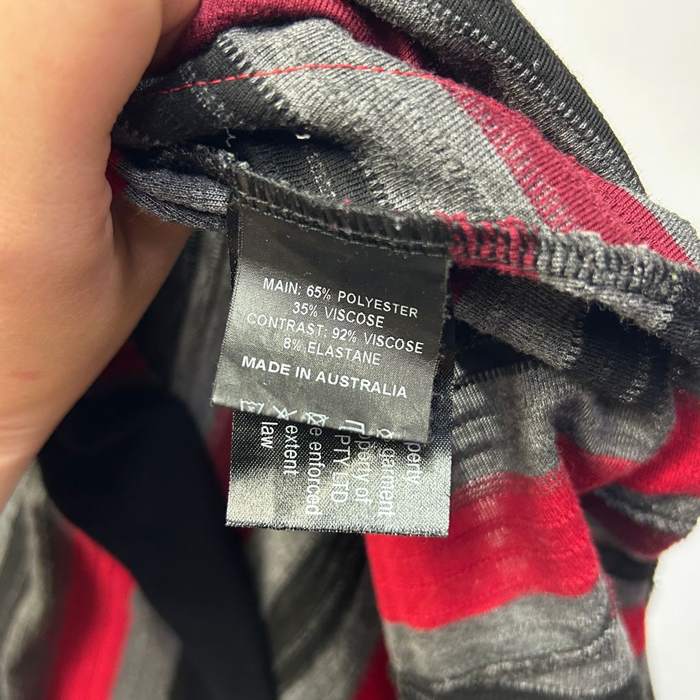 Taking Shape Grey & Red Striped Tunic Top - Size 22/XL