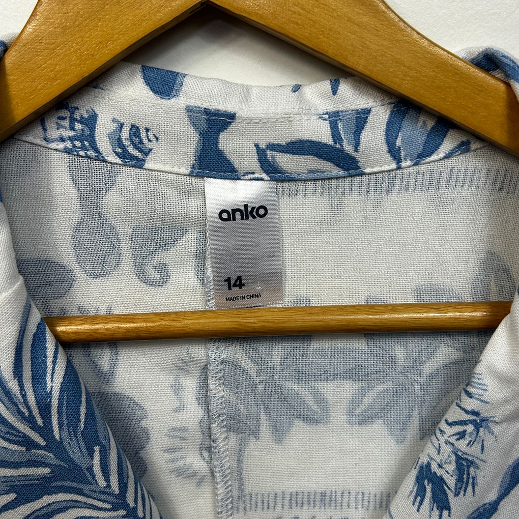 Anko Blue Linen Button Up Shirt - Size 14