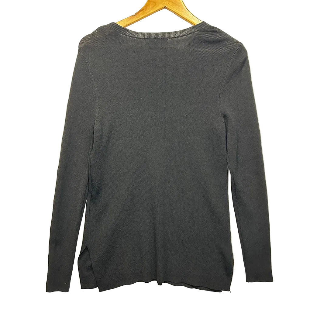 Portmans Black Knit Long Sleeve Top - Size L