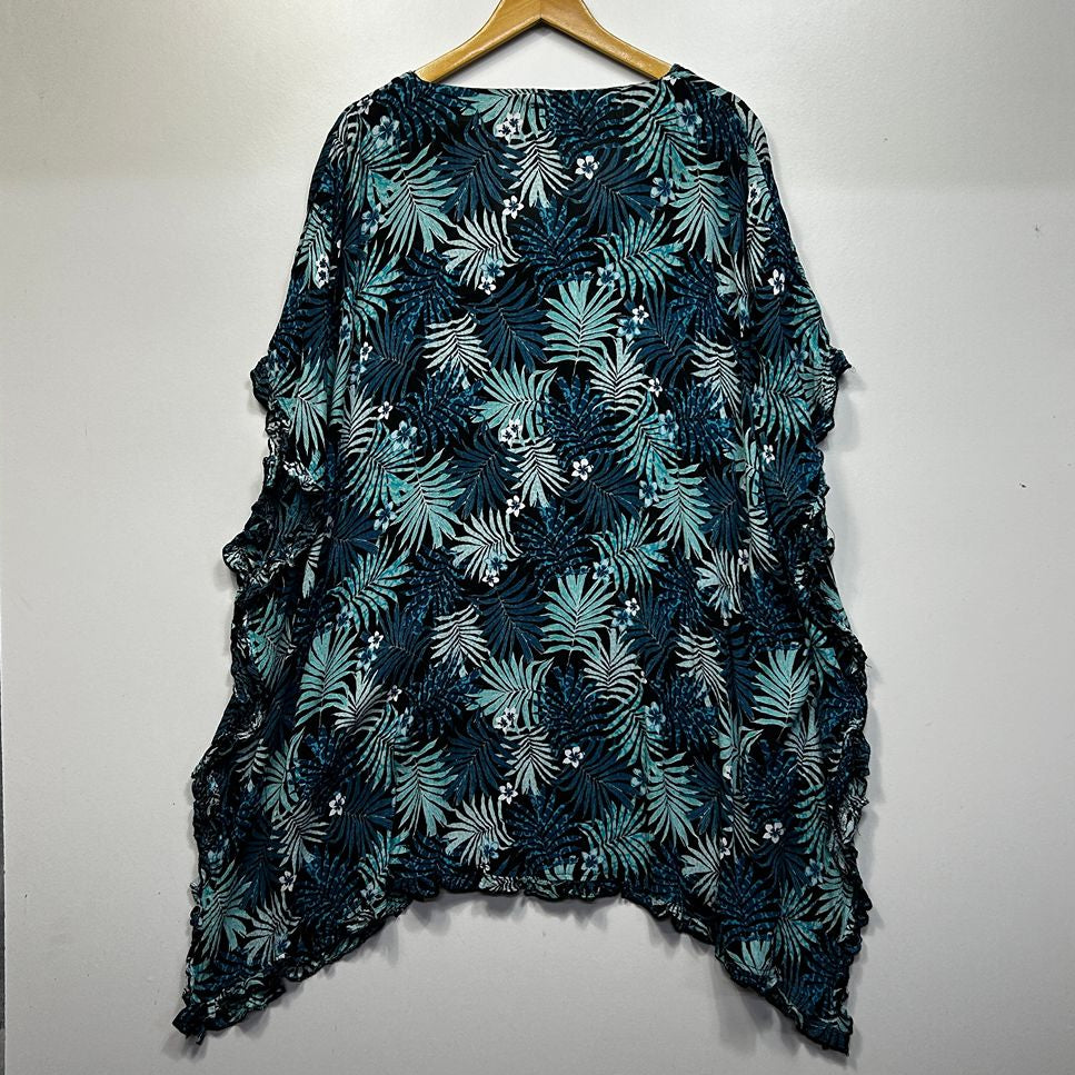Millers Teal Palm Kaftan Top - Size 22