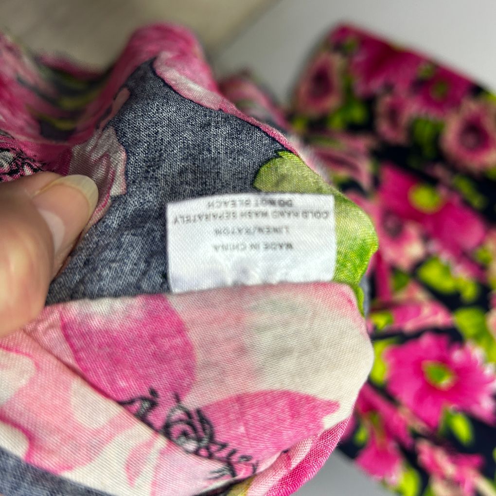 Willow Tree Pink Floral Linen Dress - Size 16
