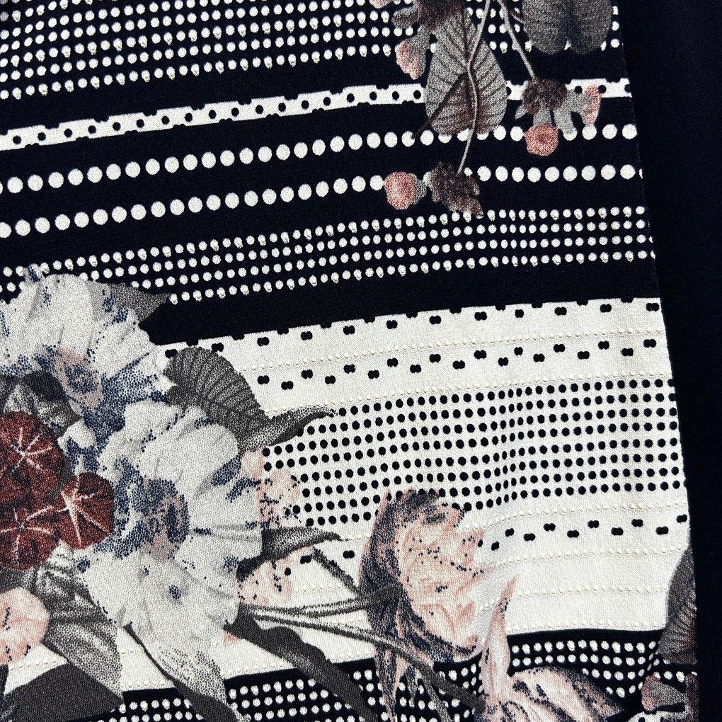 Established Black White Floral Long Sleeve Top - Size 18