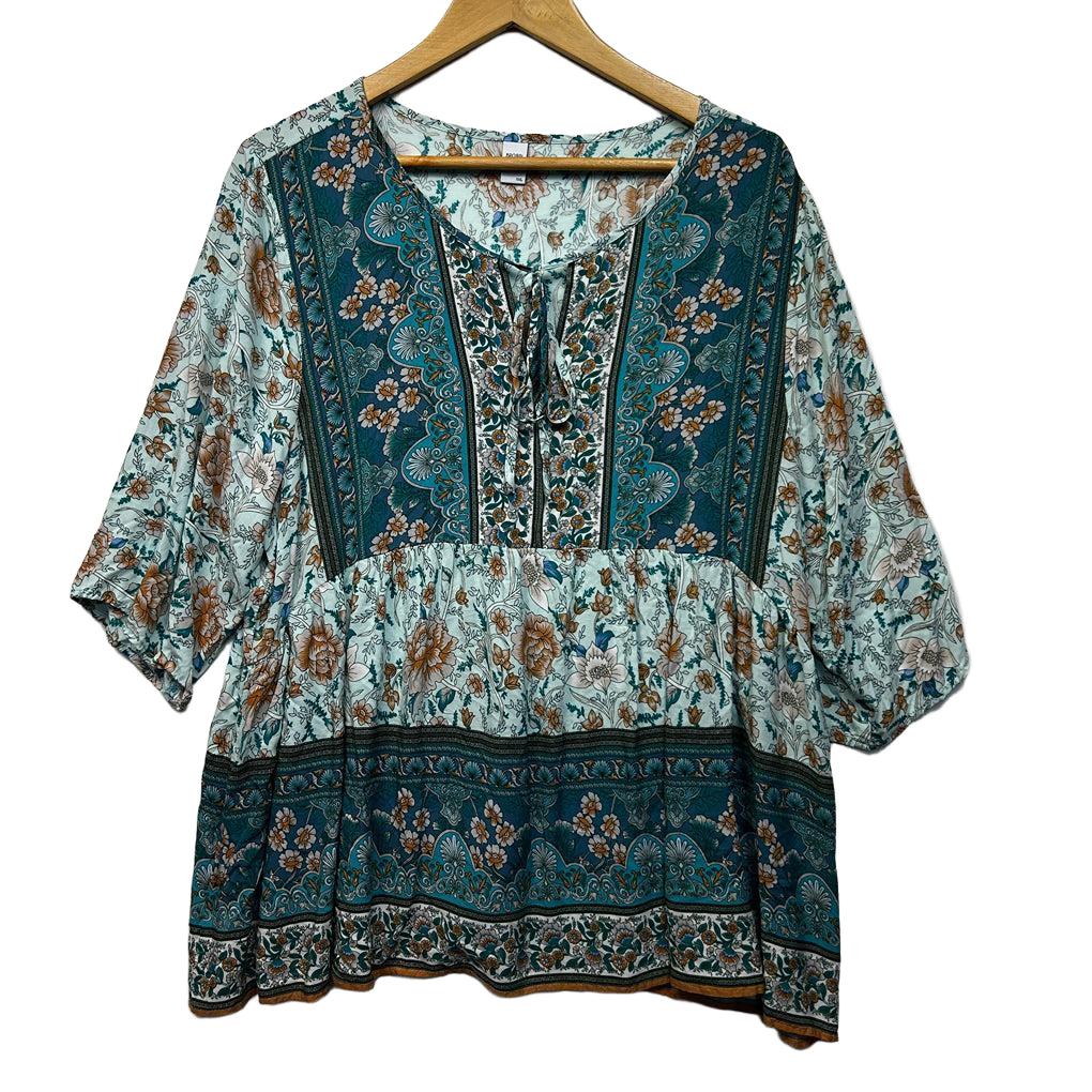 Brown Coco Floral Top - Size 1XL