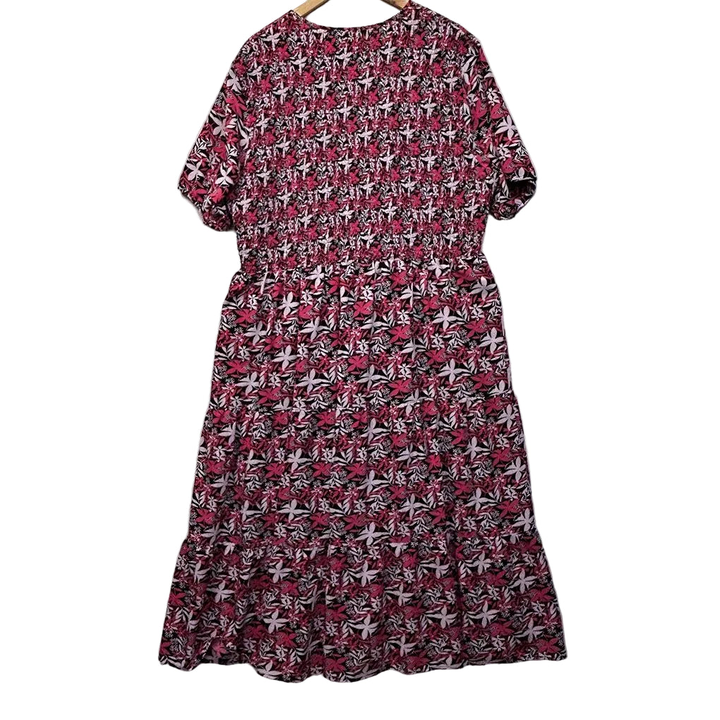 Love Your Wardrobe Pink Black Floral Maxi Dress - Size 20