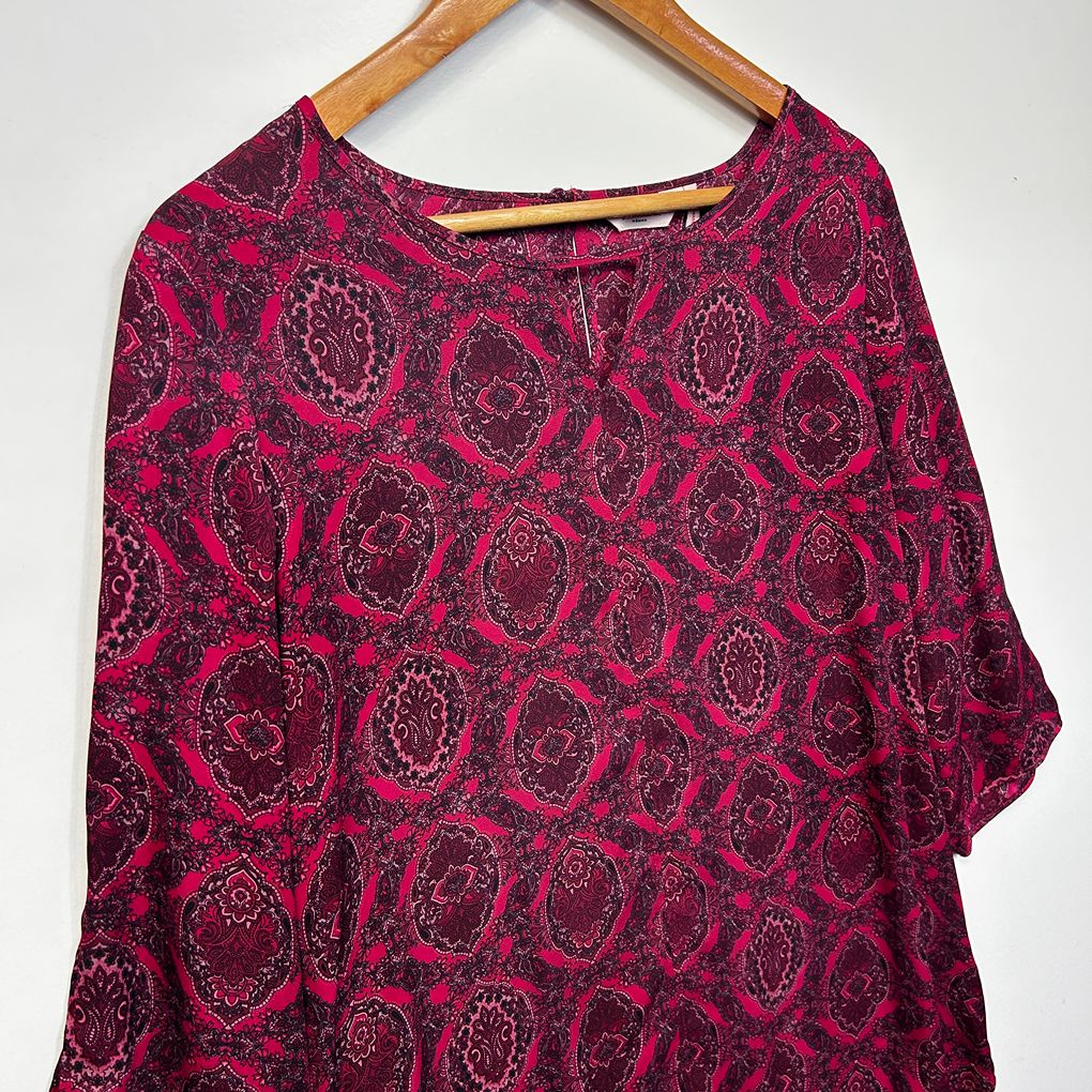 Millers Burgundy Plus Size Paisley Top - Size 18