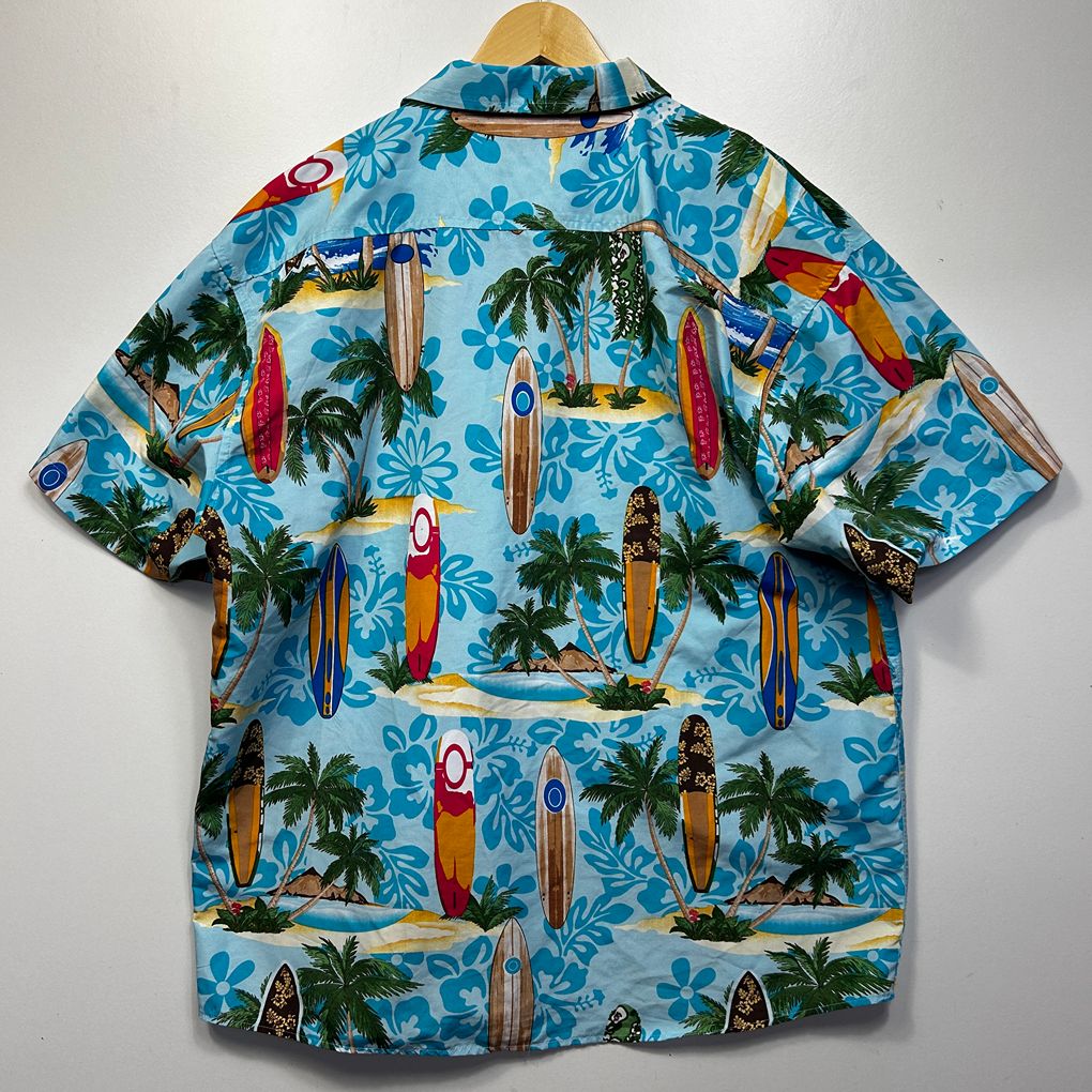 Lowes Blue Hawaiian Print Shirt - Size 2XL