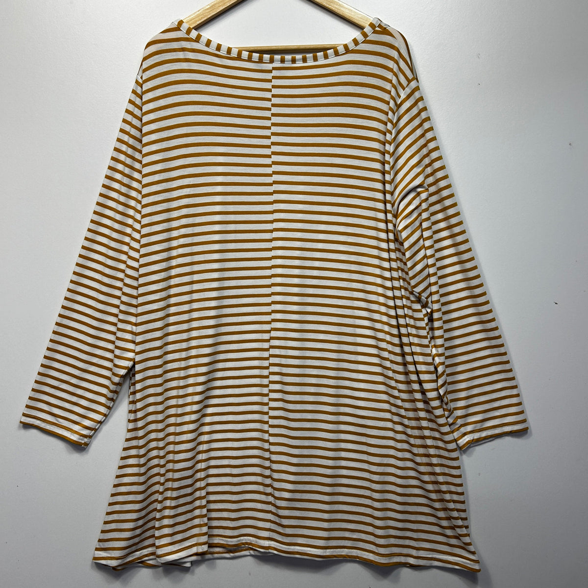 Yours Mustard Stripe Plus Size Long Sleeve Top - Size 30-32