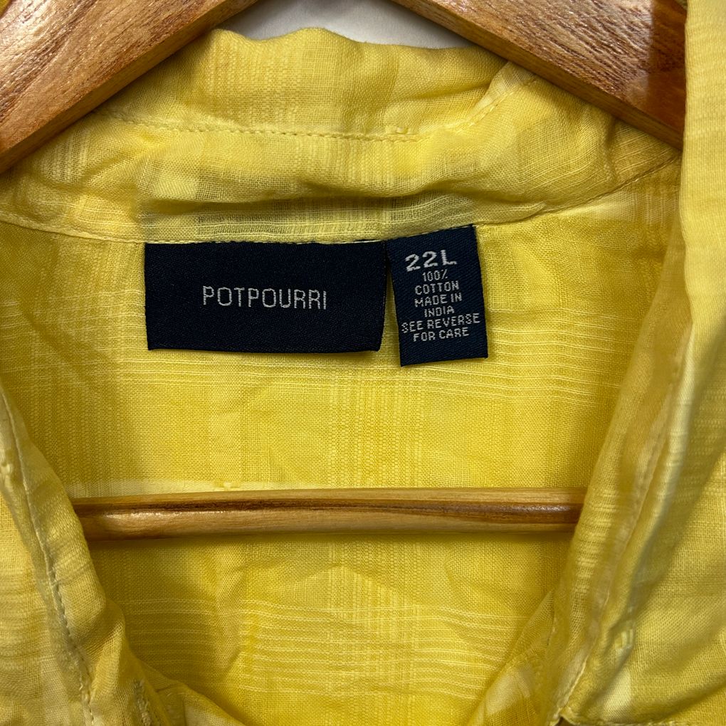 Potpourri Yellow Plus Size Cotton Shirt - Size 22L