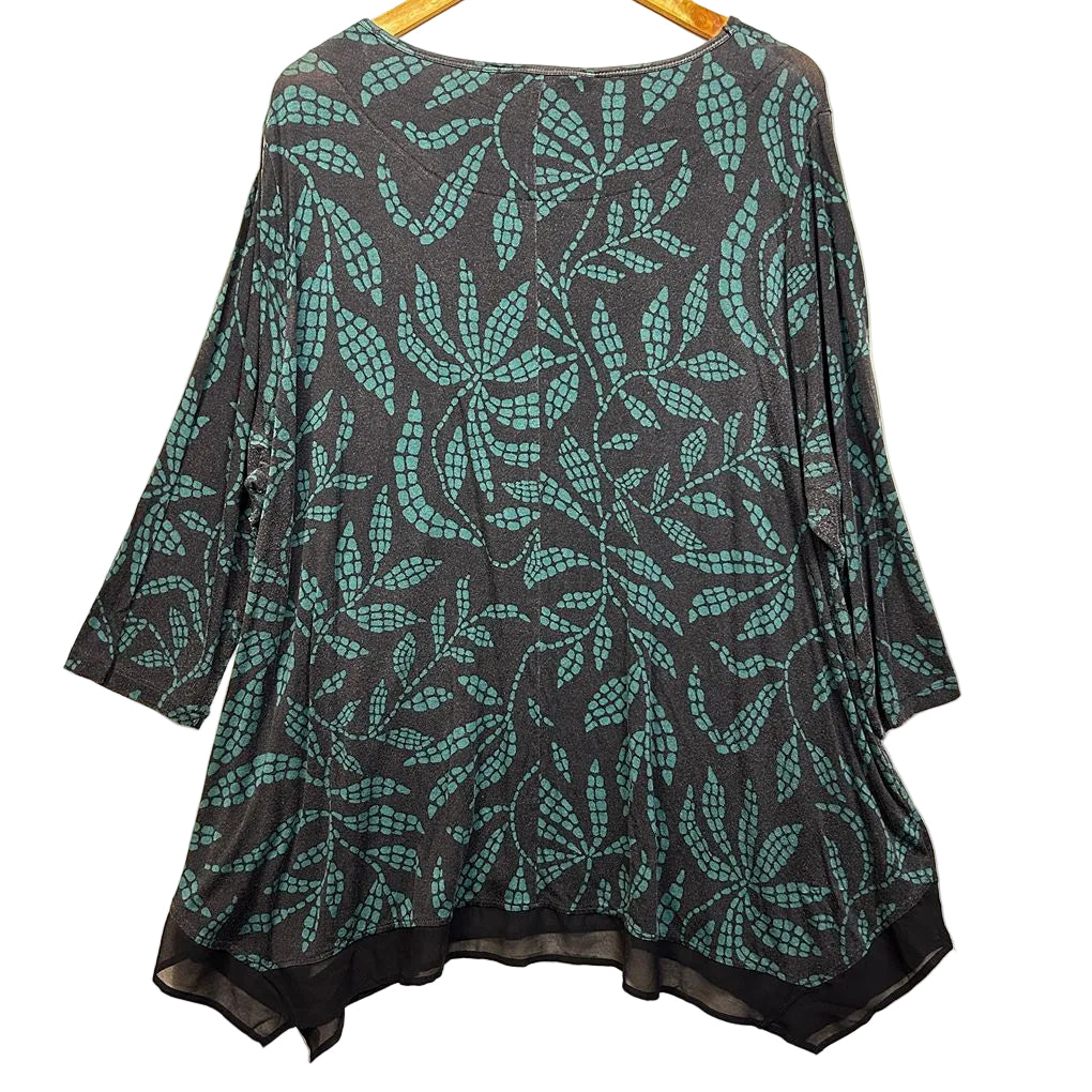Virtuelle Teal Print Tunic Top - Size 22