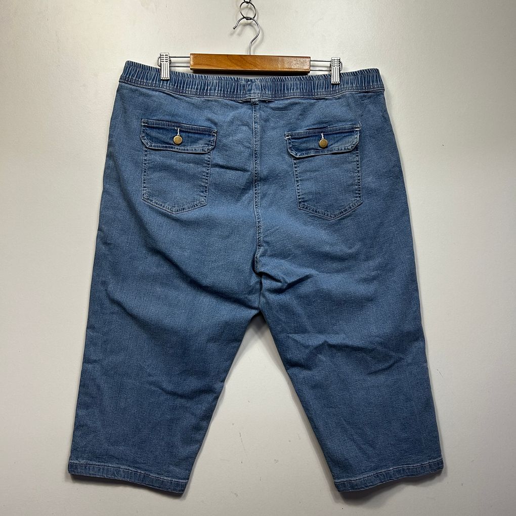 Victoria Hill Blue Plus Size Denim Capri Cropped Pants Jeans - Size 22