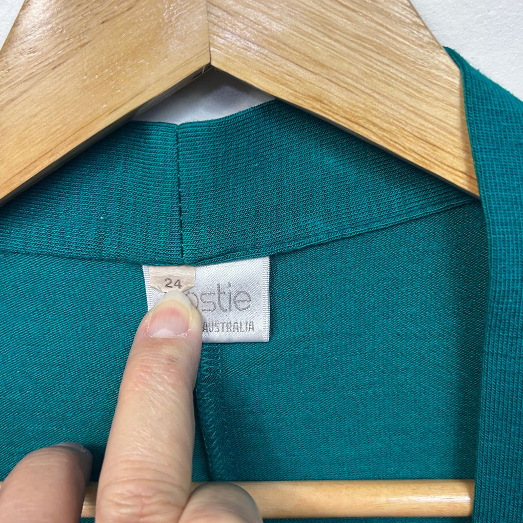 Vintage Postie Teal Waterfall Wool Blend Cardigan - Size 24