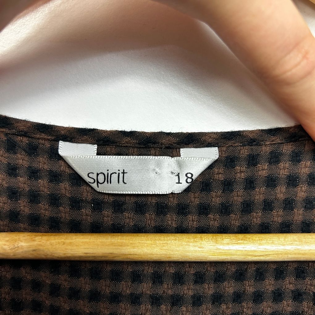 Spirit Chocolate Plus Size Cotton Gingham Check Dress - Size 18