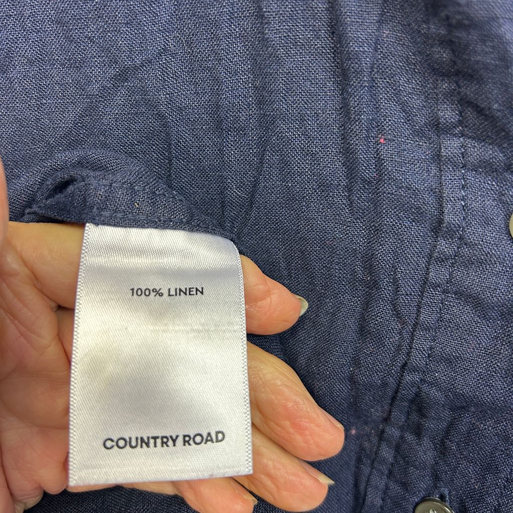 Country Road Navy Linen Shirt - Size 16