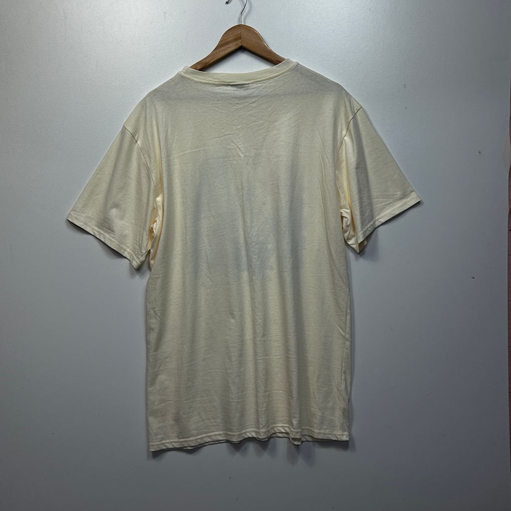 Cat Cream Cotton Print T-Shirt - Size L