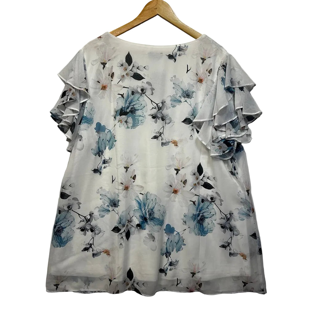 City Chic White Floral Top - Size 20