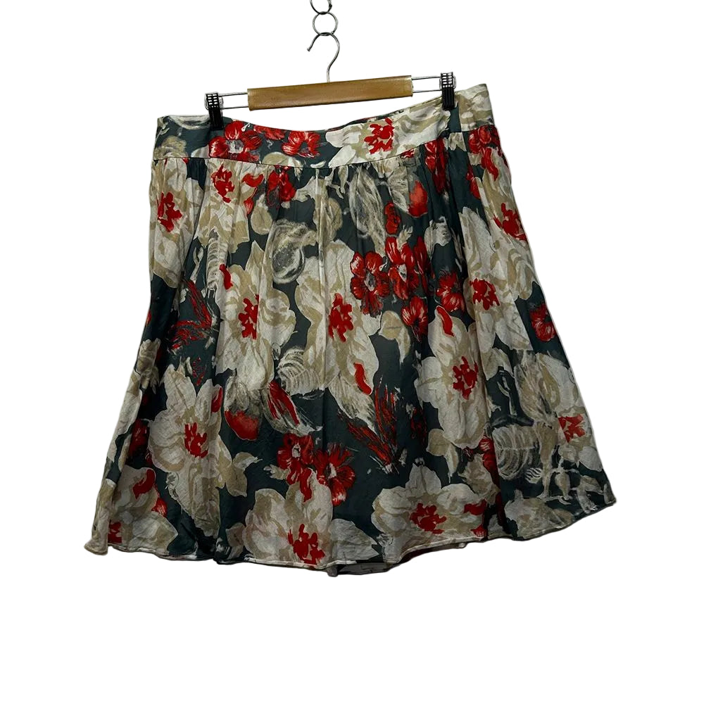 Laura Ashley Multicoloured Floral Silk Blend Cotton Skirt - Size 16